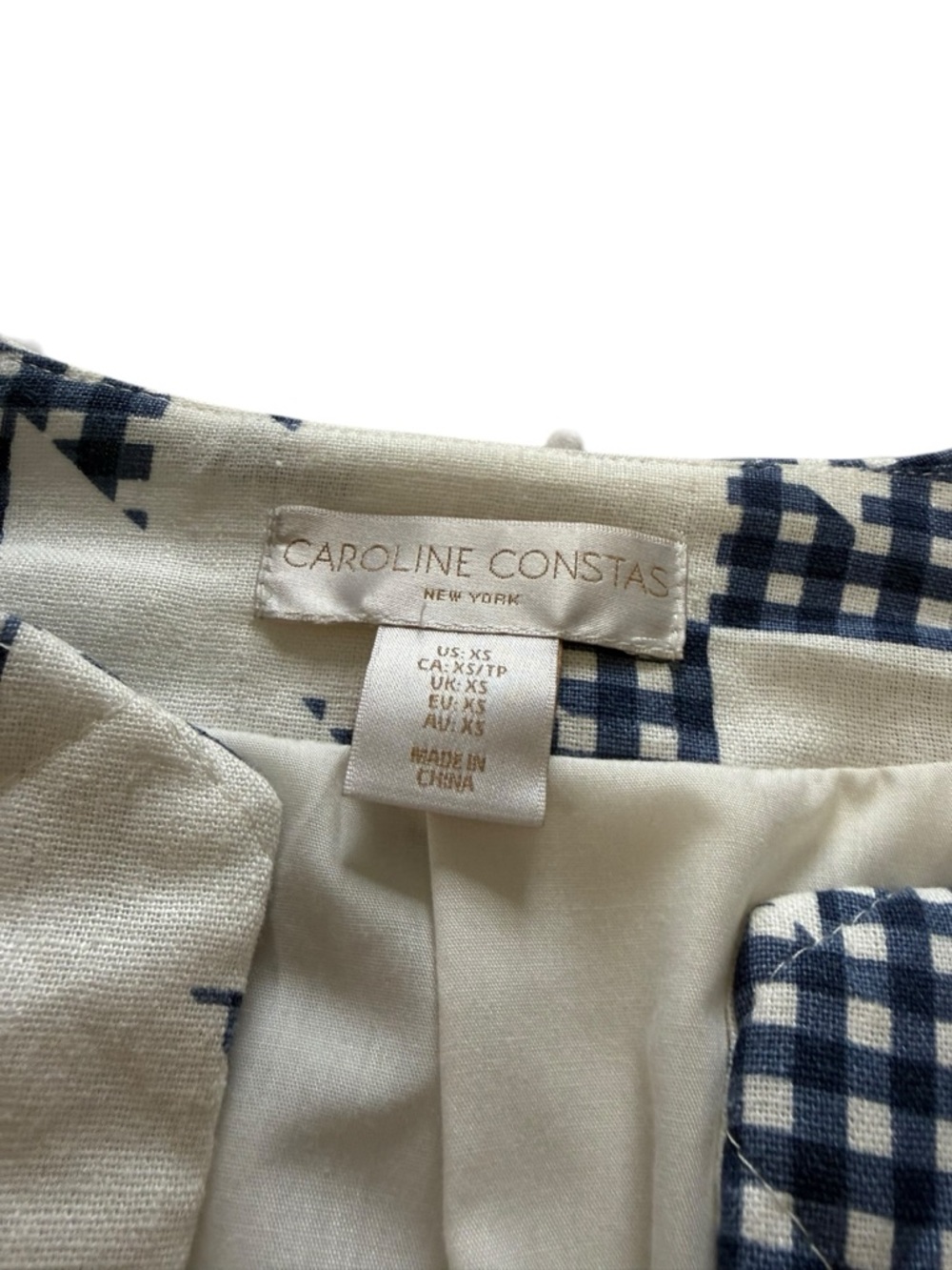 Caroline Constas Quilted Linen Blend Jacket/ Blazer with Navy Print size XS - Picture 3 of 7
